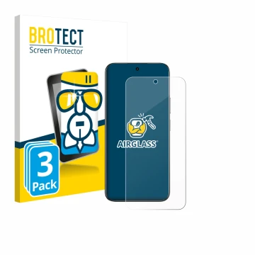 Parte frontale di una confezione del prodotto con il logo del marchio BROTECT. Accanto è raffigurato il dispositivo realme C85