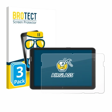 Parte frontale di una confezione del prodotto con il logo del marchio BROTECT. Accanto è raffigurato il dispositivo Zebra ET40