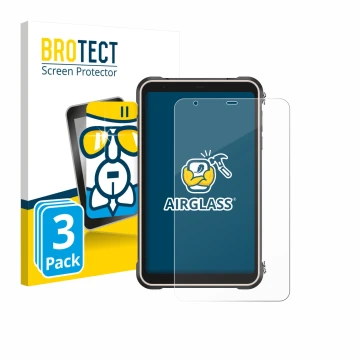 Parte frontale di una confezione del prodotto con il logo del marchio BROTECT. Accanto è raffigurato il dispositivo Ulefone Ru