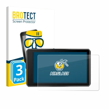 Parte frontale di una confezione del prodotto con il logo del marchio BROTECT. Accanto è raffigurato il dispositivo Garmin zum