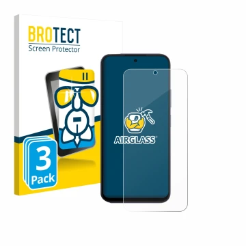 Parte frontale di una confezione del prodotto con il logo del marchio BROTECT. Accanto è raffigurato il dispositivo Oppo A6x 4