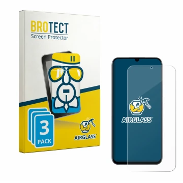 Parte frontale di una confezione del prodotto con il logo del marchio BROTECT. Accanto è raffigurato il dispositivo realme C10