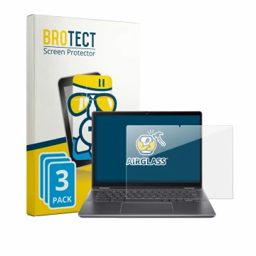 Parte frontale di una confezione del prodotto con il logo del marchio BROTECT. Accanto è raffigurato il dispositivo Acer Chrom