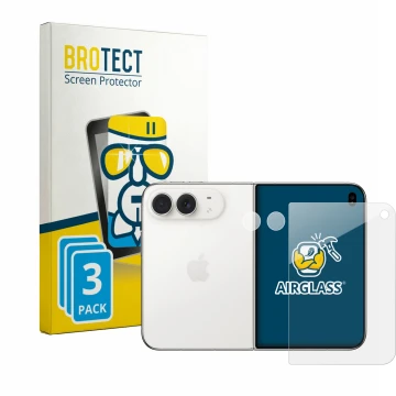 Parte frontale di una confezione del prodotto con il logo del marchio BROTECT. Accanto è raffigurato il dispositivo Apple iPho