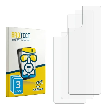 Parte frontale di una confezione del prodotto con il logo del marchio BROTECT. Accanto si trova la protezione per lo schermo c