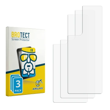 Parte frontale di una confezione del prodotto con il logo del marchio BROTECT. Accanto si trova la protezione per lo schermo c