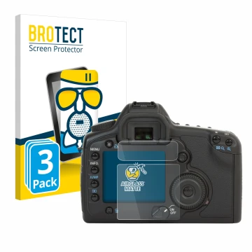 Parte frontale di una confezione del prodotto con il logo del marchio BROTECT. Accanto è raffigurato il dispositivo Canon EOS 