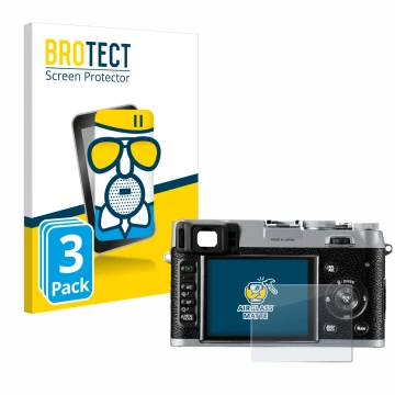 Parte frontale di una confezione del prodotto con il logo del marchio BROTECT. Accanto è raffigurato il dispositivo Fujifilm F