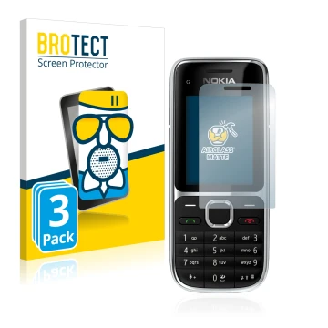 Parte frontale di una confezione del prodotto con il logo del marchio BROTECT. Accanto è raffigurato il dispositivo Nokia C2-0