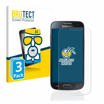 Parte frontale di una confezione del prodotto con il logo del marchio BROTECT. Accanto è raffigurato il dispositivo Samsung Ga