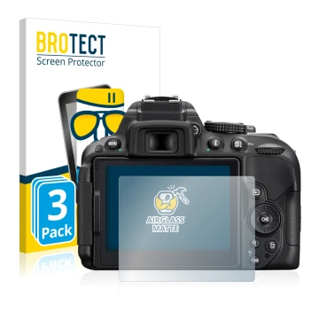 Parte frontale di una confezione del prodotto con il logo del marchio BROTECT. Accanto è raffigurato il dispositivo Nikon D530