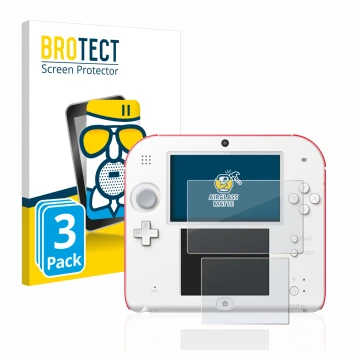 Parte frontale di una confezione del prodotto con il logo del marchio BROTECT. Accanto è raffigurato il dispositivo Nintendo 2