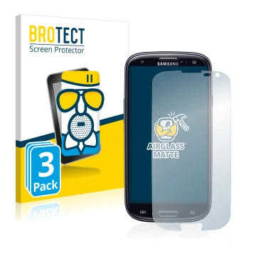 Parte frontale di una confezione del prodotto con il logo del marchio BROTECT. Accanto è raffigurato il dispositivo Samsung Ga
