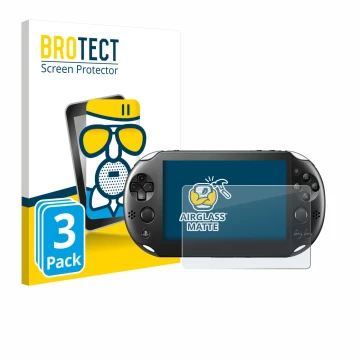 Parte frontale di una confezione del prodotto con il logo del marchio BROTECT. Accanto è raffigurato il dispositivo Sony Plays
