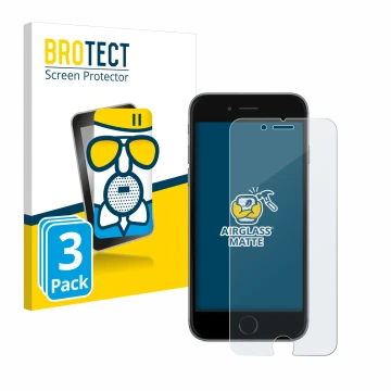 Parte frontale di una confezione del prodotto con il logo del marchio BROTECT. Accanto è raffigurato il dispositivo Apple iPho