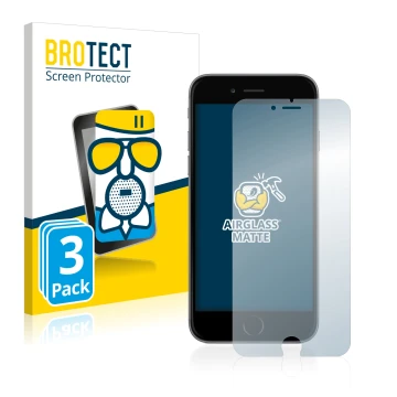 Parte frontale di una confezione del prodotto con il logo del marchio BROTECT. Accanto è raffigurato il dispositivo Apple iPho