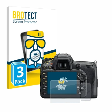 Parte frontale di una confezione del prodotto con il logo del marchio BROTECT. Accanto è raffigurato il dispositivo Nikon D720