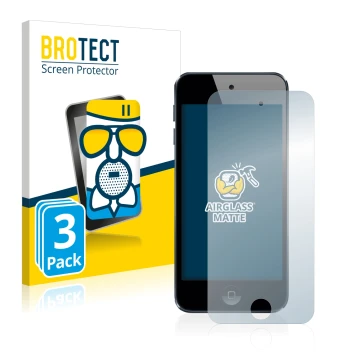 Parte frontale di una confezione del prodotto con il logo del marchio BROTECT. Accanto è raffigurato il dispositivo Apple iPod