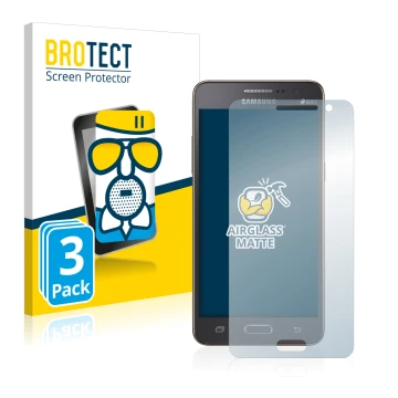 Parte frontale di una confezione del prodotto con il logo del marchio BROTECT. Accanto è raffigurato il dispositivo Samsung Ga
