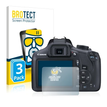 Parte frontale di una confezione del prodotto con il logo del marchio BROTECT. Accanto è raffigurato il dispositivo Canon EOS 