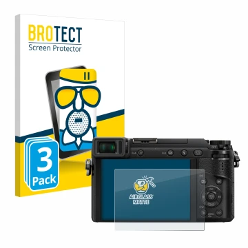 Parte frontale di una confezione del prodotto con il logo del marchio BROTECT. Accanto è raffigurato il dispositivo Panasonic 