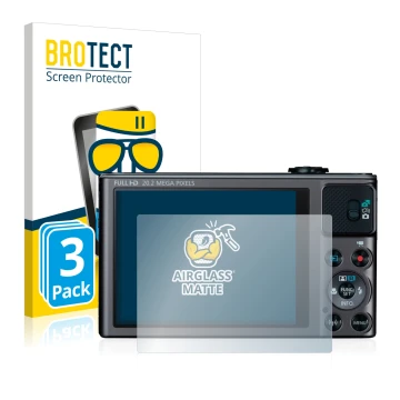 Parte frontale di una confezione del prodotto con il logo del marchio BROTECT. Accanto è raffigurato il dispositivo Canon Powe