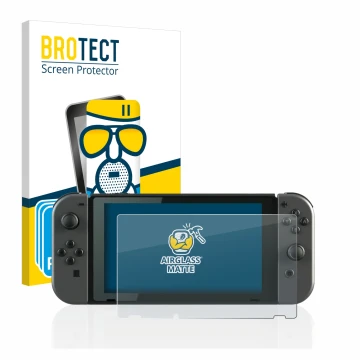 Parte frontale di una confezione del prodotto con il logo del marchio BROTECT. Accanto è raffigurato il dispositivo Nintendo S