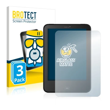 Parte frontale di una confezione del prodotto con il logo del marchio BROTECT. Accanto è raffigurato il dispositivo Tolino Vis