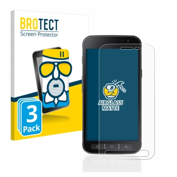Parte frontale di una confezione del prodotto con il logo del marchio BROTECT. Accanto è raffigurato il dispositivo Samsung Ga