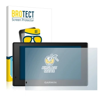 Parte frontale di una confezione del prodotto con il logo del marchio BROTECT. Accanto è raffigurato il dispositivo Garmin Dri
