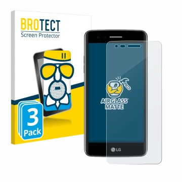 Parte frontale di una confezione del prodotto con il logo del marchio BROTECT. Accanto è raffigurato il dispositivo LG K8 2017