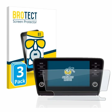 Parte frontale di una confezione del prodotto con il logo del marchio BROTECT. Accanto è raffigurato il dispositivo Skoda Octa