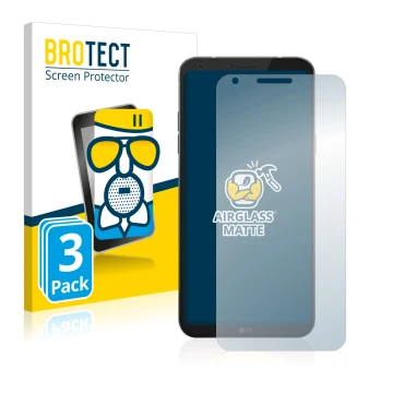 Parte frontale di una confezione del prodotto con il logo del marchio BROTECT. Accanto è raffigurato il dispositivo LG Q6 con 