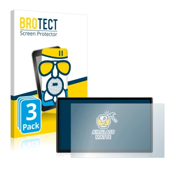 Parte frontale di una confezione del prodotto con il logo del marchio BROTECT. Accanto è raffigurato il dispositivo Garmin Dri