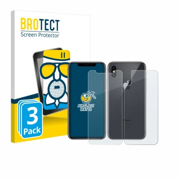 Parte frontale di una confezione del prodotto con il logo del marchio BROTECT. Accanto è raffigurato il dispositivo Apple iPho