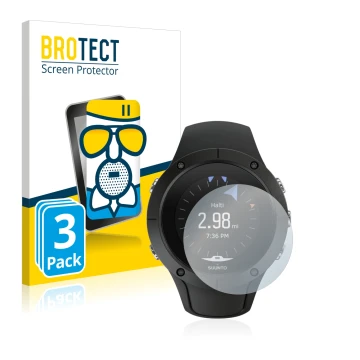 Parte frontale di una confezione del prodotto con il logo del marchio BROTECT. Accanto è raffigurato il dispositivo Suunto Spa