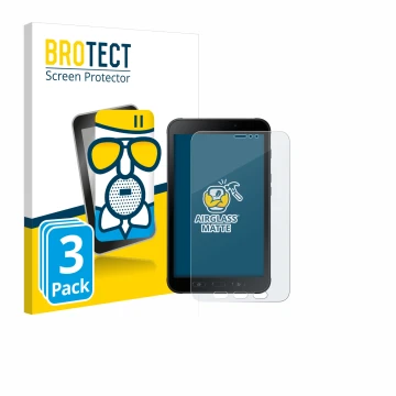 Parte frontale di una confezione del prodotto con il logo del marchio BROTECT. Accanto è raffigurato il dispositivo Samsung Ga