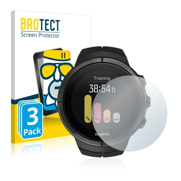 Parte frontale di una confezione del prodotto con il logo del marchio BROTECT. Accanto è raffigurato il dispositivo Suunto Spa