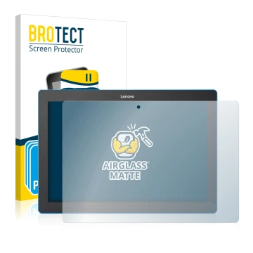 Parte frontale di una confezione del prodotto con il logo del marchio BROTECT. Accanto è raffigurato il dispositivo Lenovo Tab
