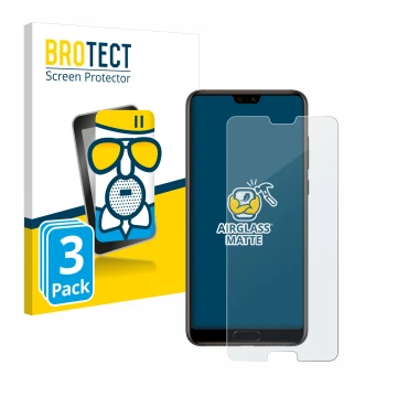 Parte frontale di una confezione del prodotto con il logo del marchio BROTECT. Accanto è raffigurato il dispositivo Huawei P20