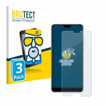 Parte frontale di una confezione del prodotto con il logo del marchio BROTECT. Accanto è raffigurato il dispositivo Huawei P20