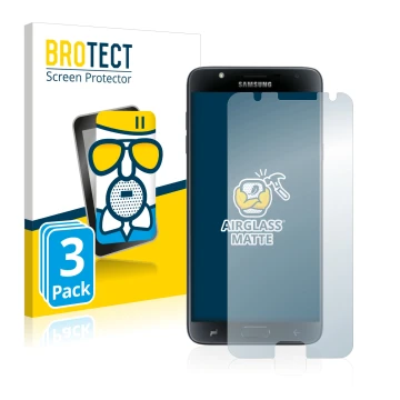 Parte frontale di una confezione del prodotto con il logo del marchio BROTECT. Accanto è raffigurato il dispositivo Samsung Ga