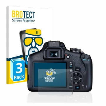 Parte frontale di una confezione del prodotto con il logo del marchio BROTECT. Accanto è raffigurato il dispositivo Canon EOS 