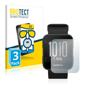 Parte frontale di una confezione del prodotto con il logo del marchio BROTECT. Accanto è raffigurato il dispositivo Garmin App