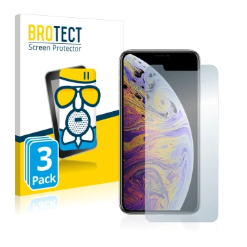 Parte frontale di una confezione del prodotto con il logo del marchio BROTECT. Accanto è raffigurato il dispositivo Apple iPho