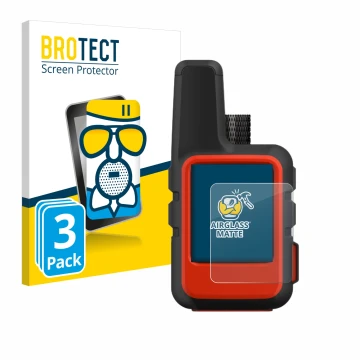 Parte frontale di una confezione del prodotto con il logo del marchio BROTECT. Accanto è raffigurato il dispositivo Garmin inR