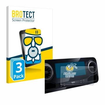 Parte frontale di una confezione del prodotto con il logo del marchio BROTECT. Accanto è raffigurato il dispositivo Mercedes-B