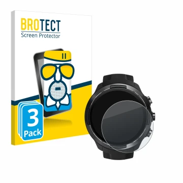 Parte frontale di una confezione del prodotto con il logo del marchio BROTECT. Accanto è raffigurato il dispositivo Suunto 9 c