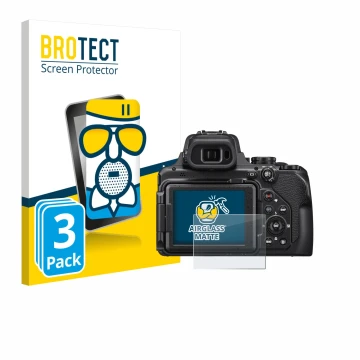 Parte frontale di una confezione del prodotto con il logo del marchio BROTECT. Accanto è raffigurato il dispositivo Nikon Cool