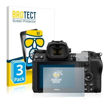 Parte frontale di una confezione del prodotto con il logo del marchio BROTECT. Accanto è raffigurato il dispositivo Nikon Z 6 